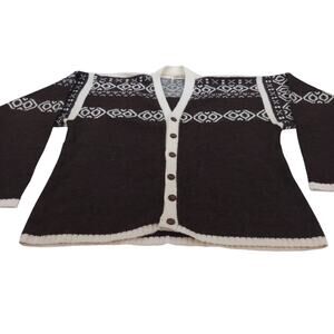 Vintage Arrow Ski Lodge Cardigan Sweater Womens Large Nordic Fair Isle Orlon 60s